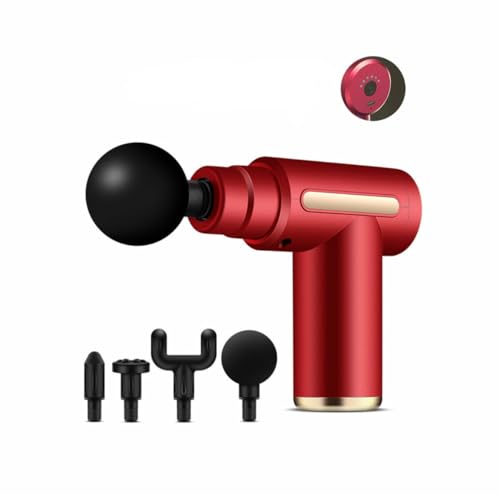 筋膜リリース, 4種類ヘッド付き, 6段階調節, 大容量バッテリー, USB充電式, 運動補助用品, コンパクト 小型, 全身リフレッシュ,プレゼント,ギフト最適 (レッド)